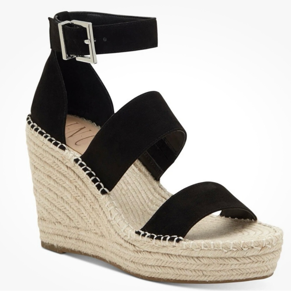 I.N.C Black Catianaf Espadrille Wedge Sandals 9 M